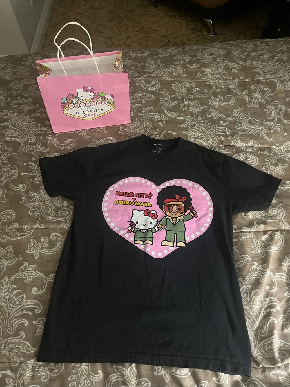 Hello Kitty x Bruno Mars Black Graphic Tee